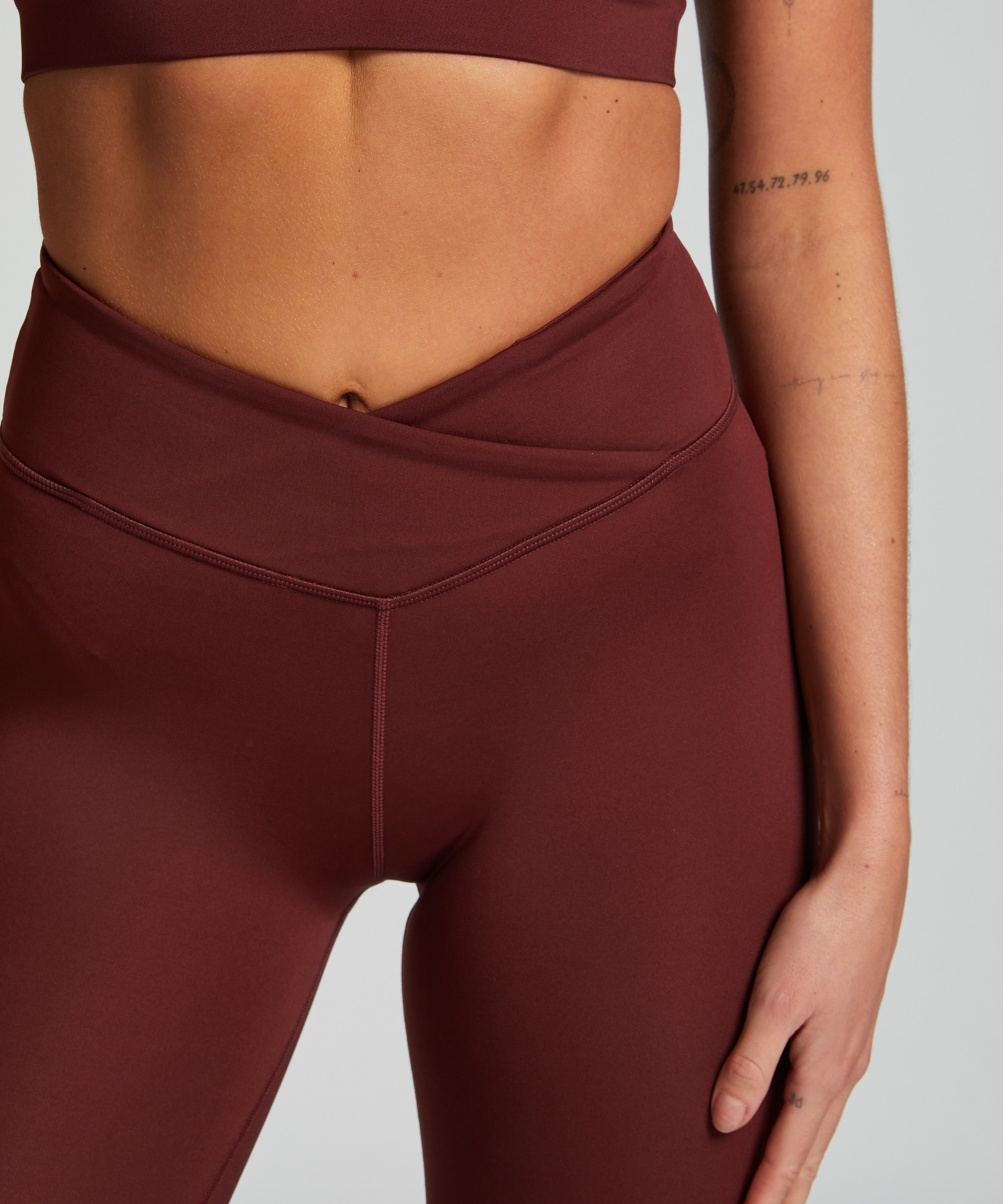 HKMX Leggings med hög midja och korsad midja, röd, main