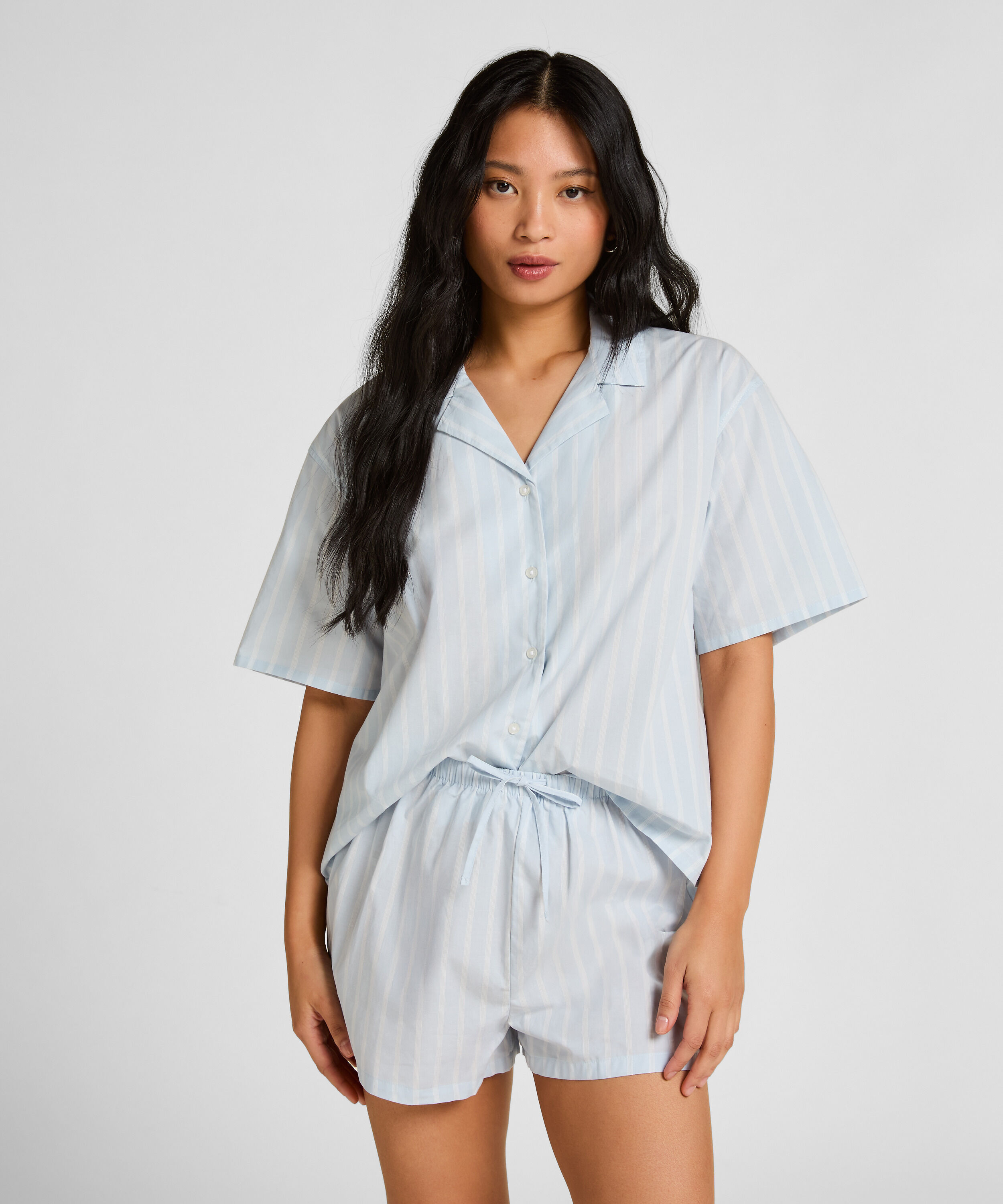 Randig Bomullsjacka, Blå