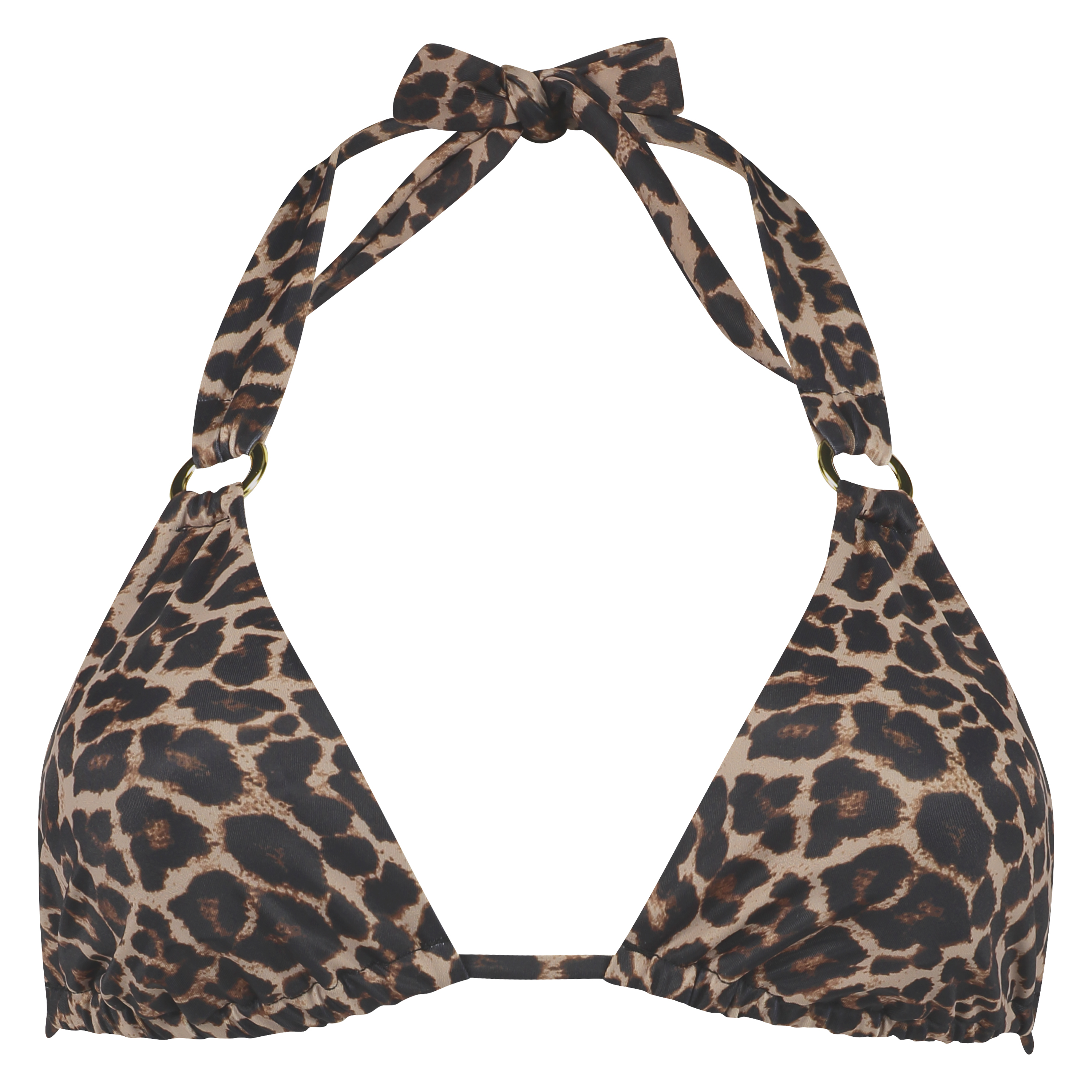 Leopard triangel-bikiniöverdel, Beige, main