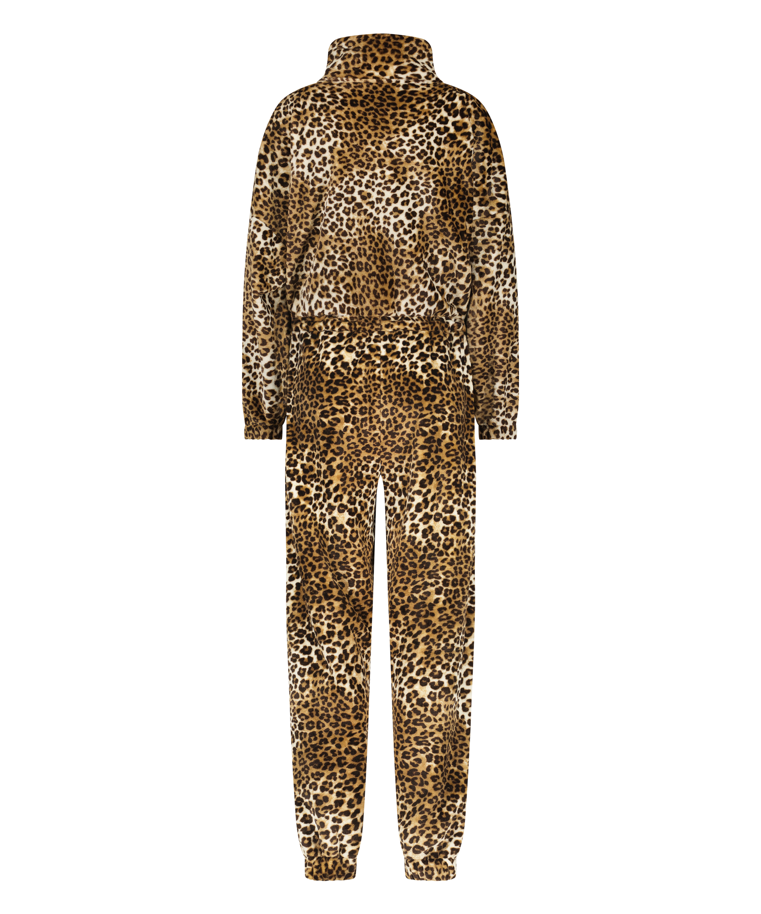 Onesie i flanell och fleece, Beige, main