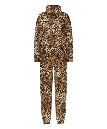 Onesie i flanell och fleece, Beige