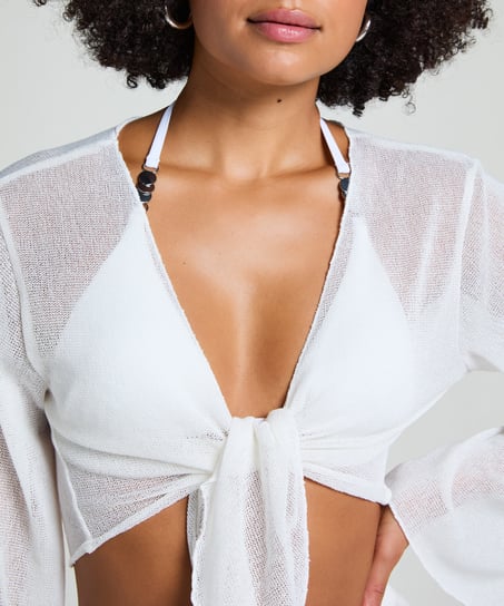 Stickad strandtopp, Vit