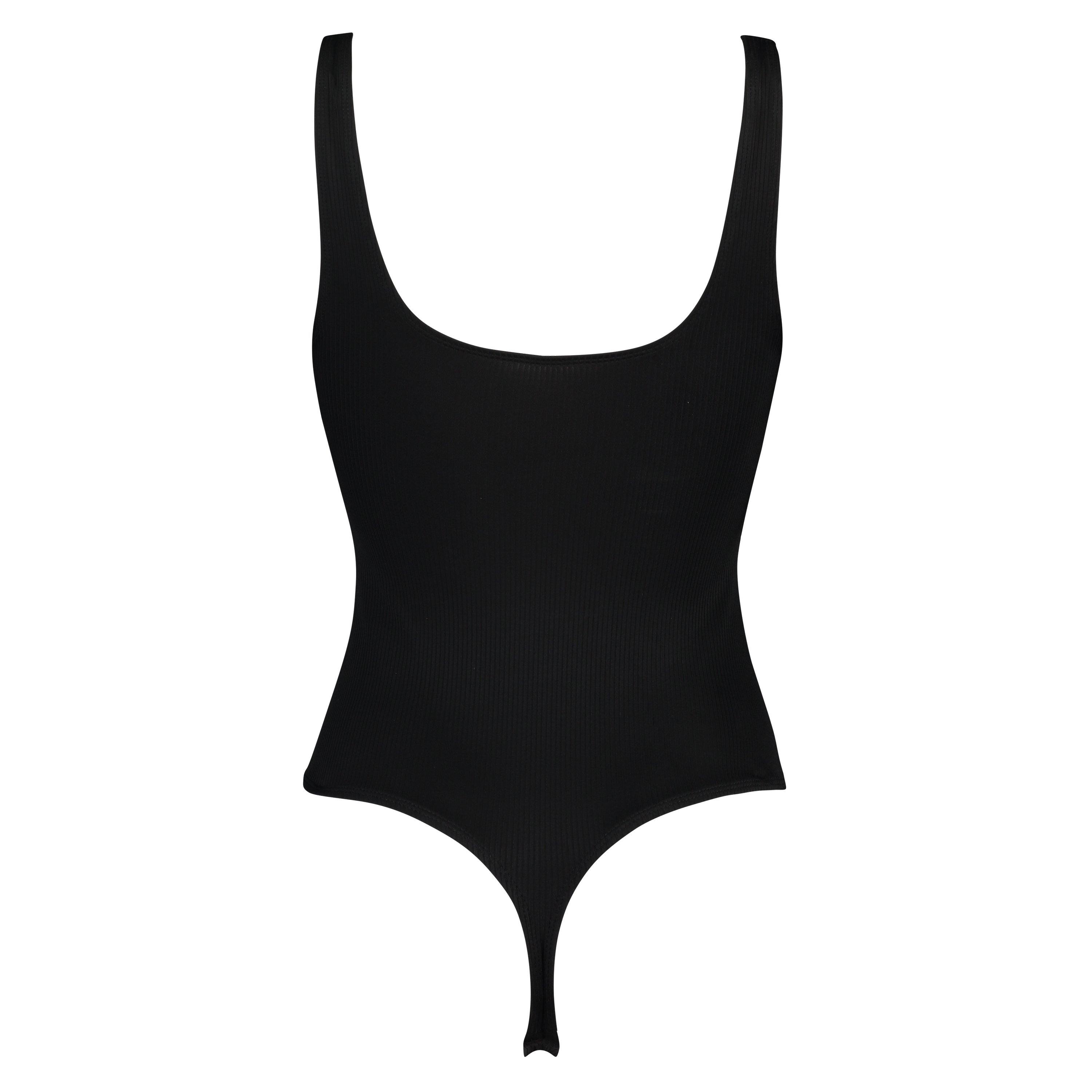 Ribbad body Singlet, Svart, main