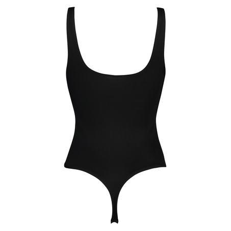 Ribbad body Singlet, Svart