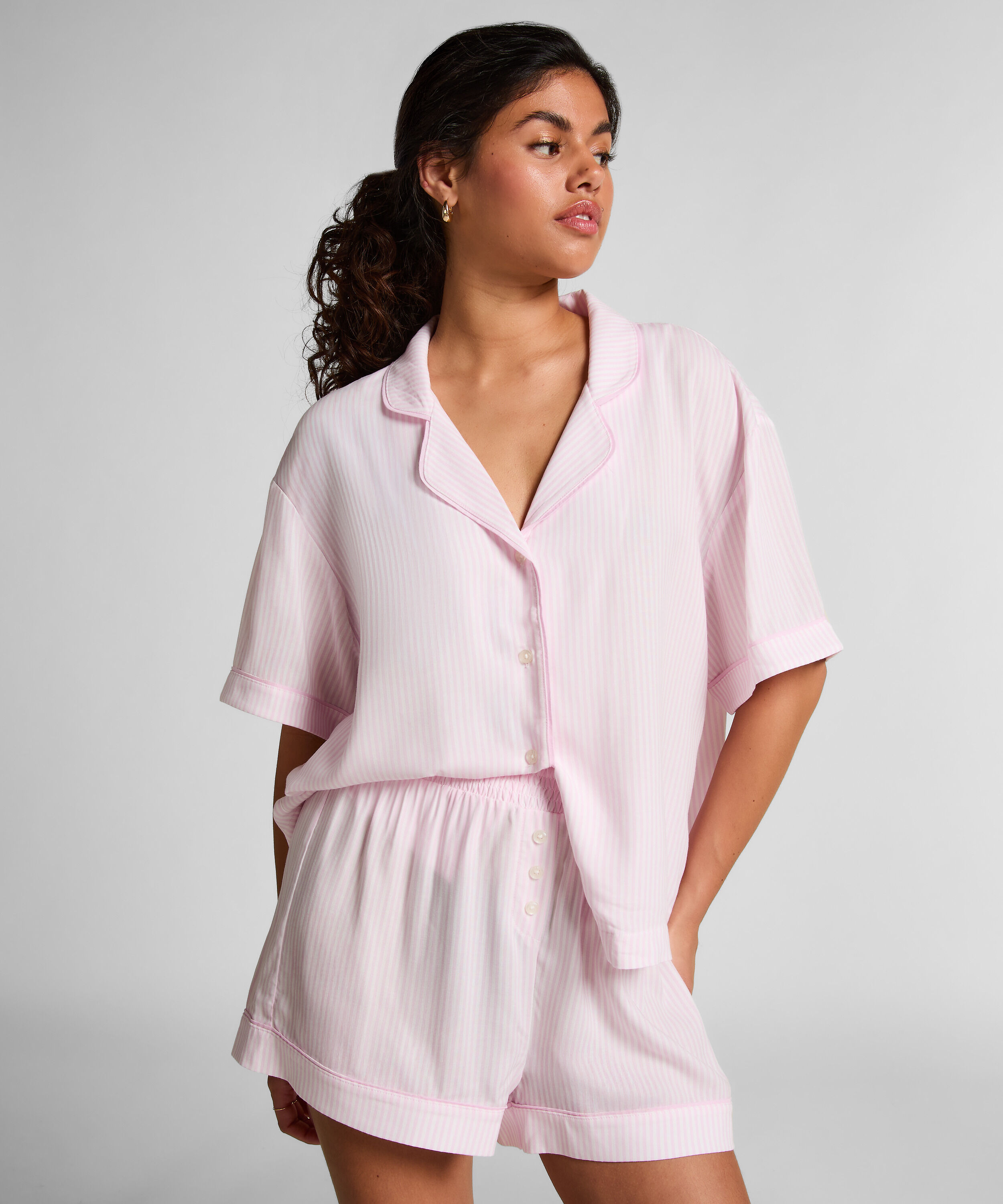 Vävda pyjamasshorts, Rosa