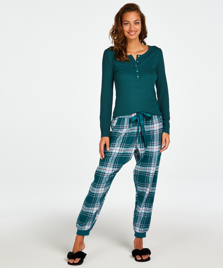 Petite Twill Check Pyjama pants, bl&aring;