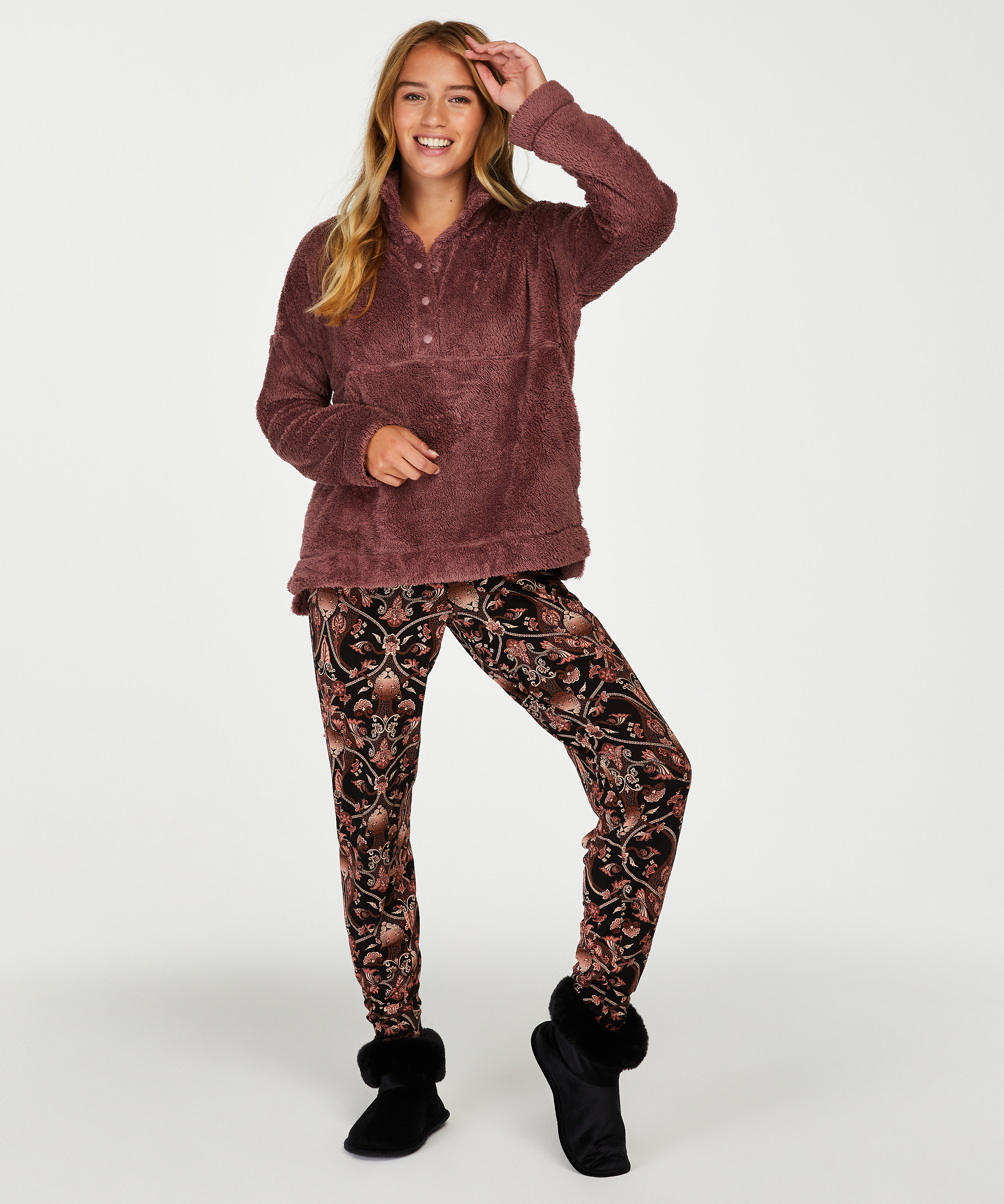 Pyjamasbyxor Jersey, Svart, main