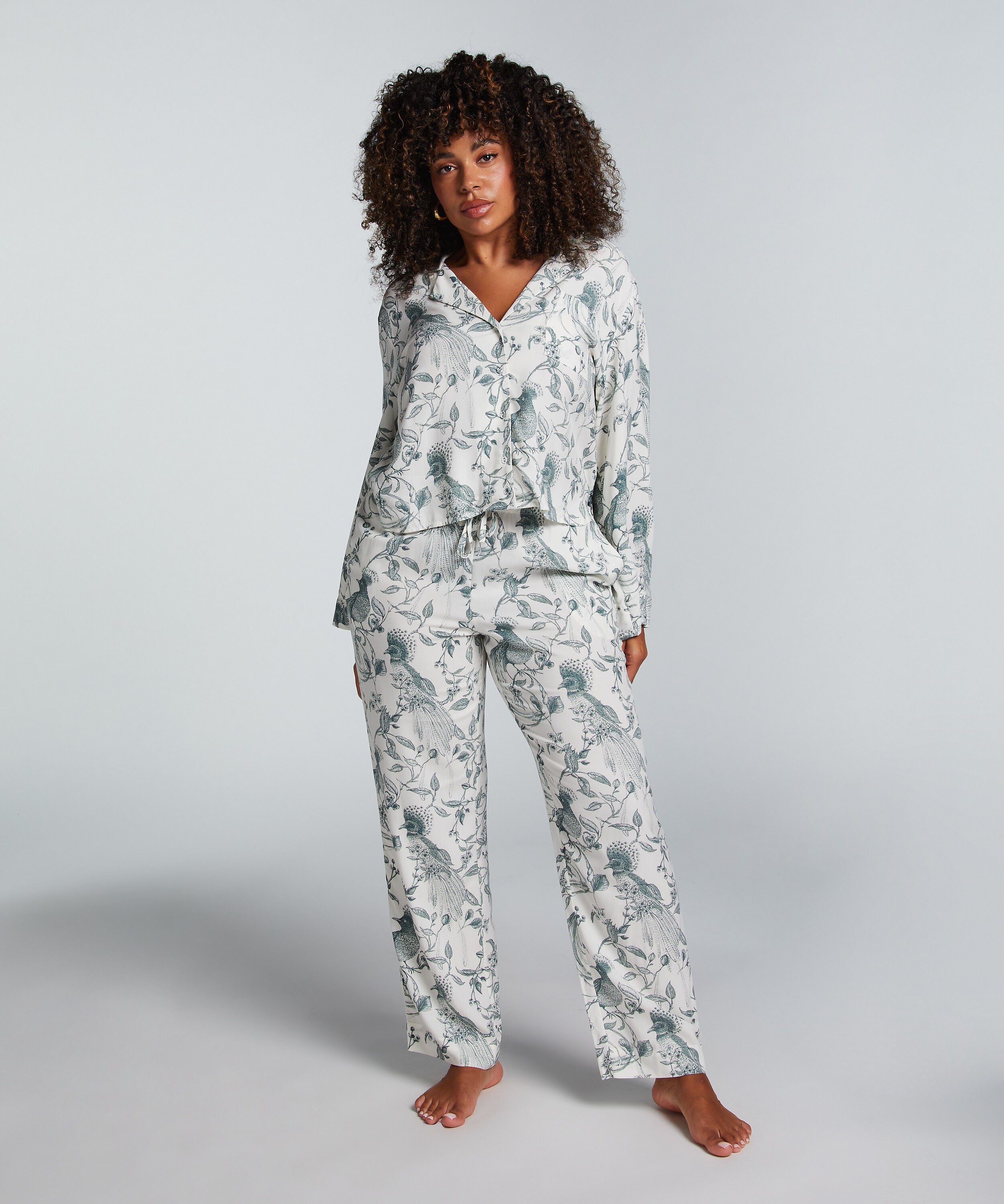 Pyjamasbyxa i bomull, Vit