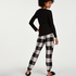 Twill Check pyjamasbyxor, Svart