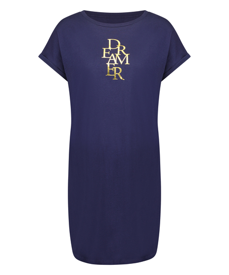 Nattskjorta med rund hals, Blå