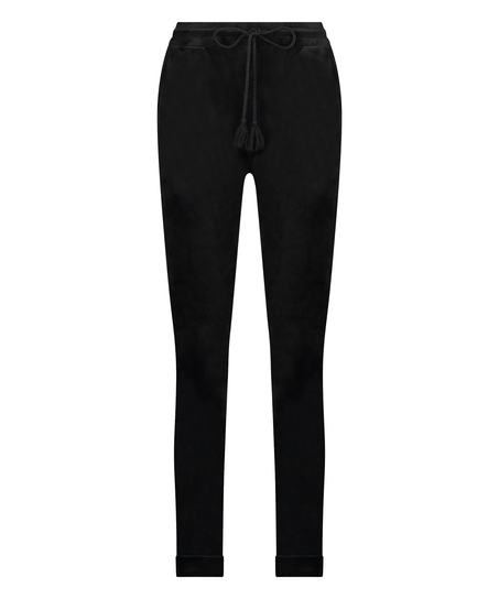Tall joggingbyxor i velour, Svart