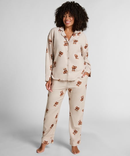 Flanellbyxor Raka Bear, Beige