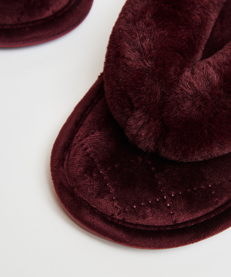 Fuskpälstofflor av Velour, Röd