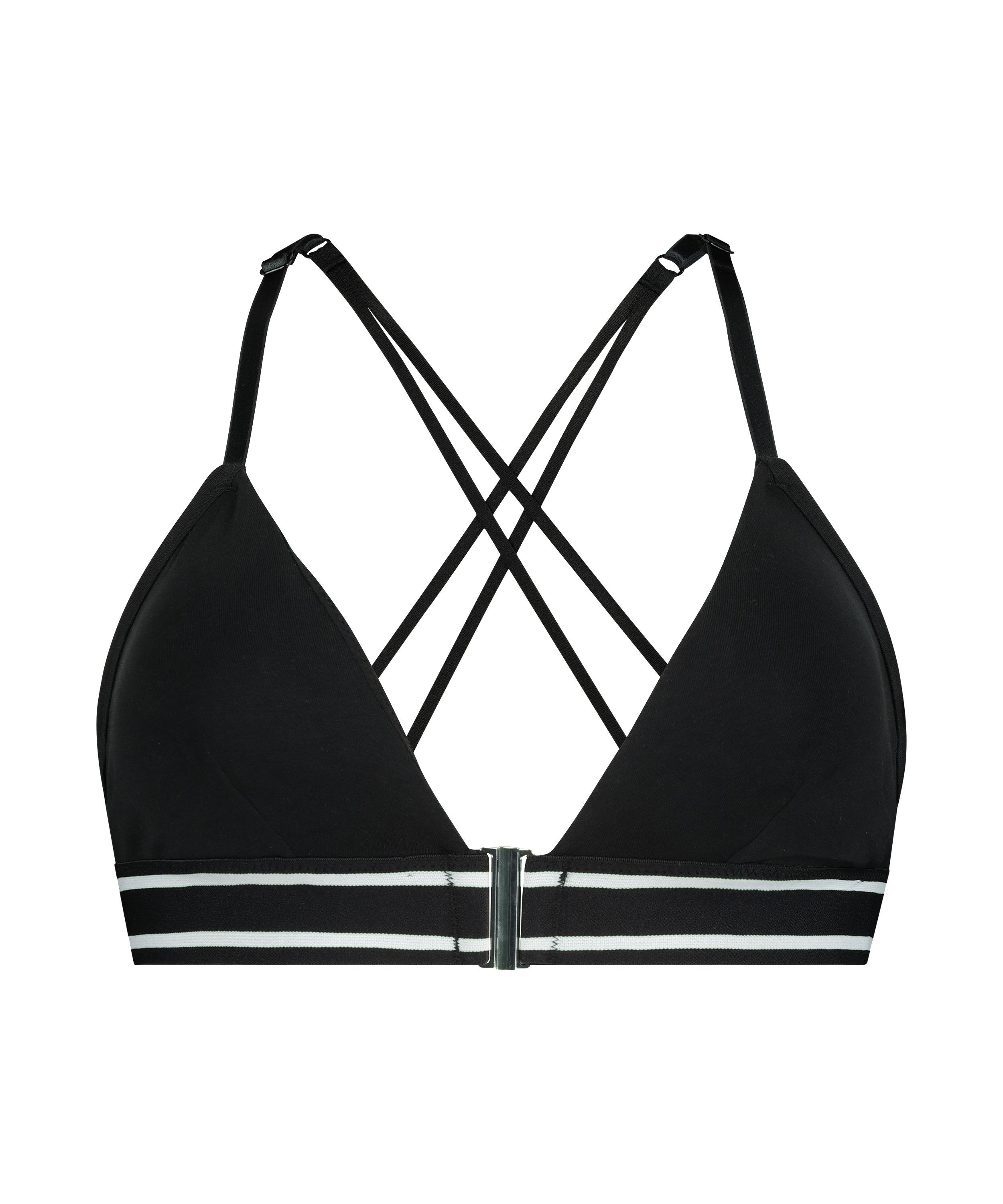 Vadderad triangel-bralette Casey bomull, Svart, main