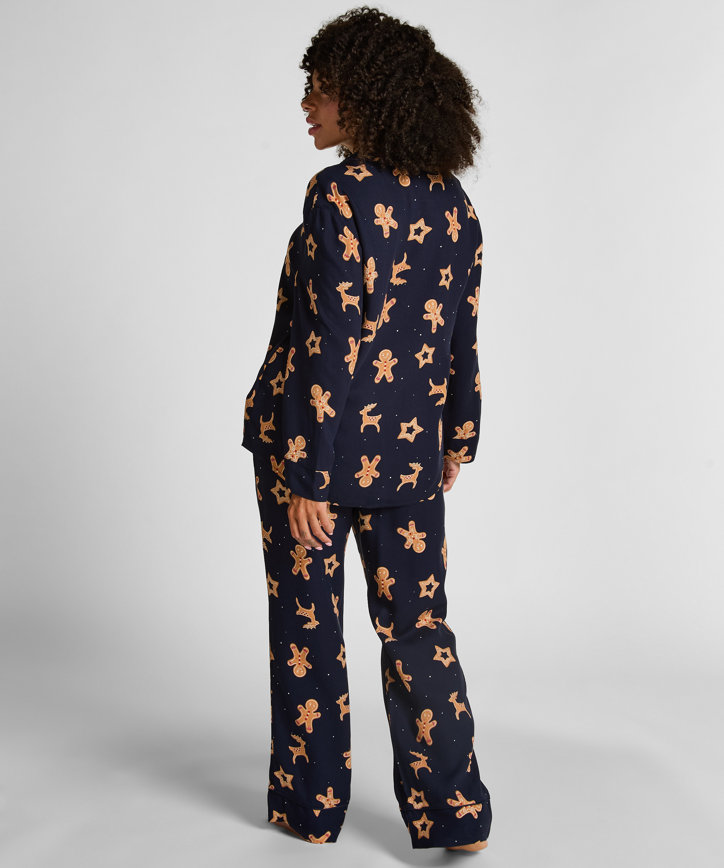 Pyjamas med pepparkaksmönster, Blå, main