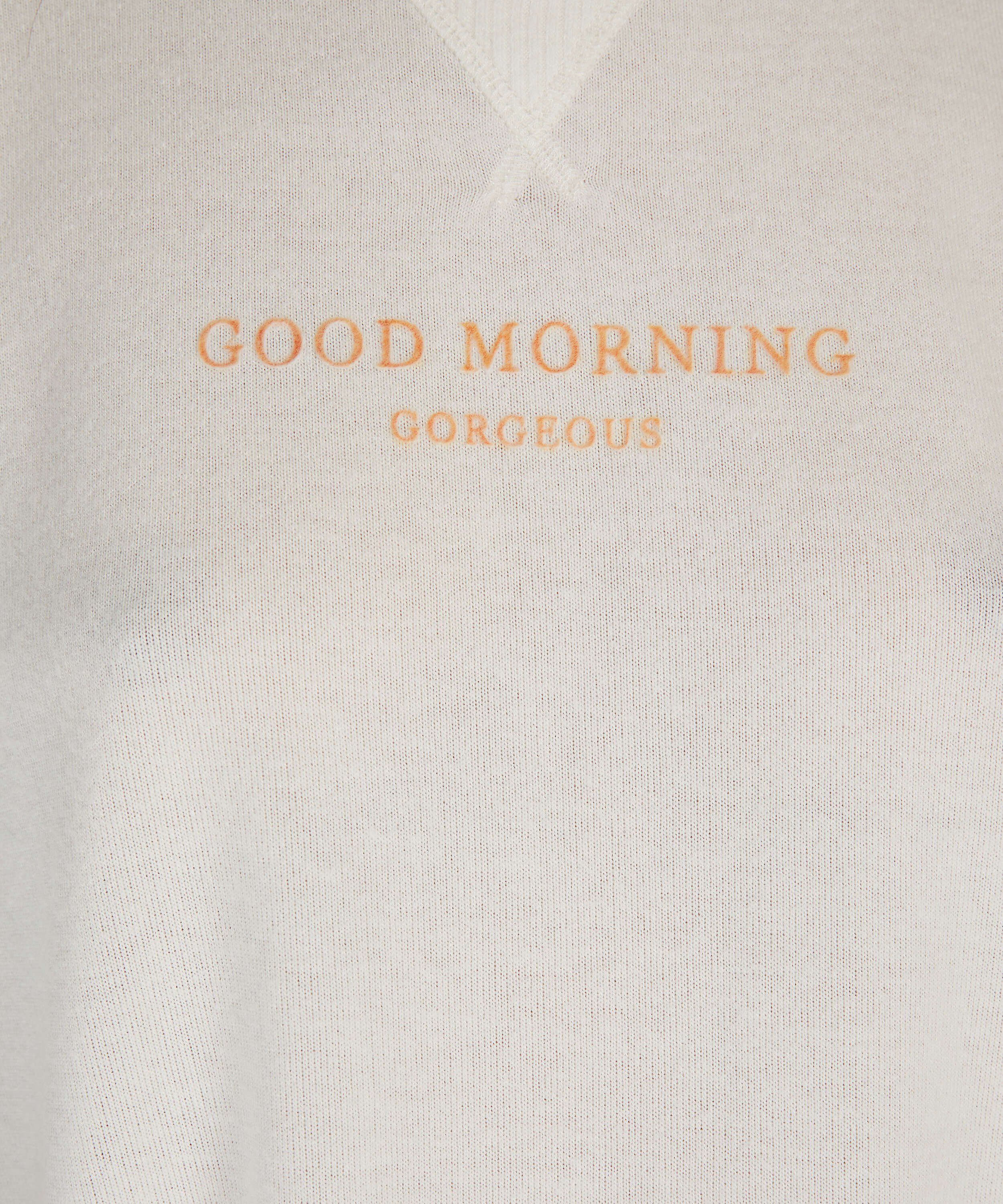 Kort&auml;rmad pyjamastr&ouml;ja i borstad jersey, Vit, main