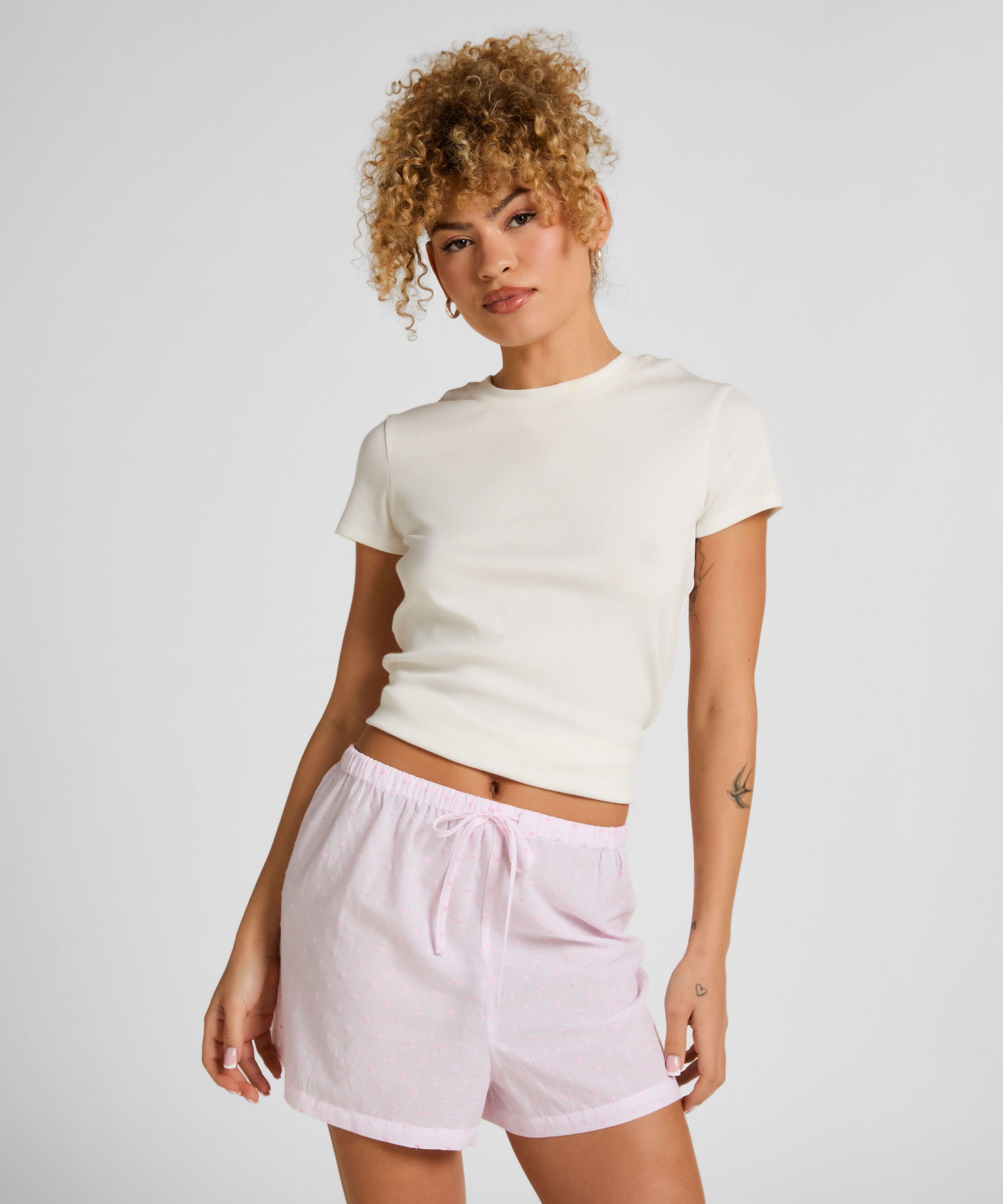 Heart Pyjamas Shorts, Rosa