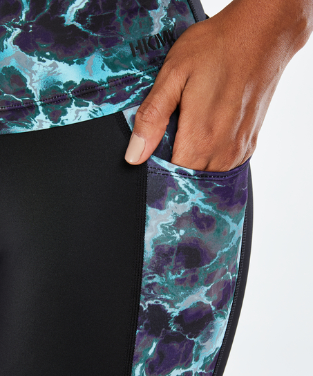HKMX Sportleggings Marble med h&ouml;g midja niv&aring; 3, bl&aring;