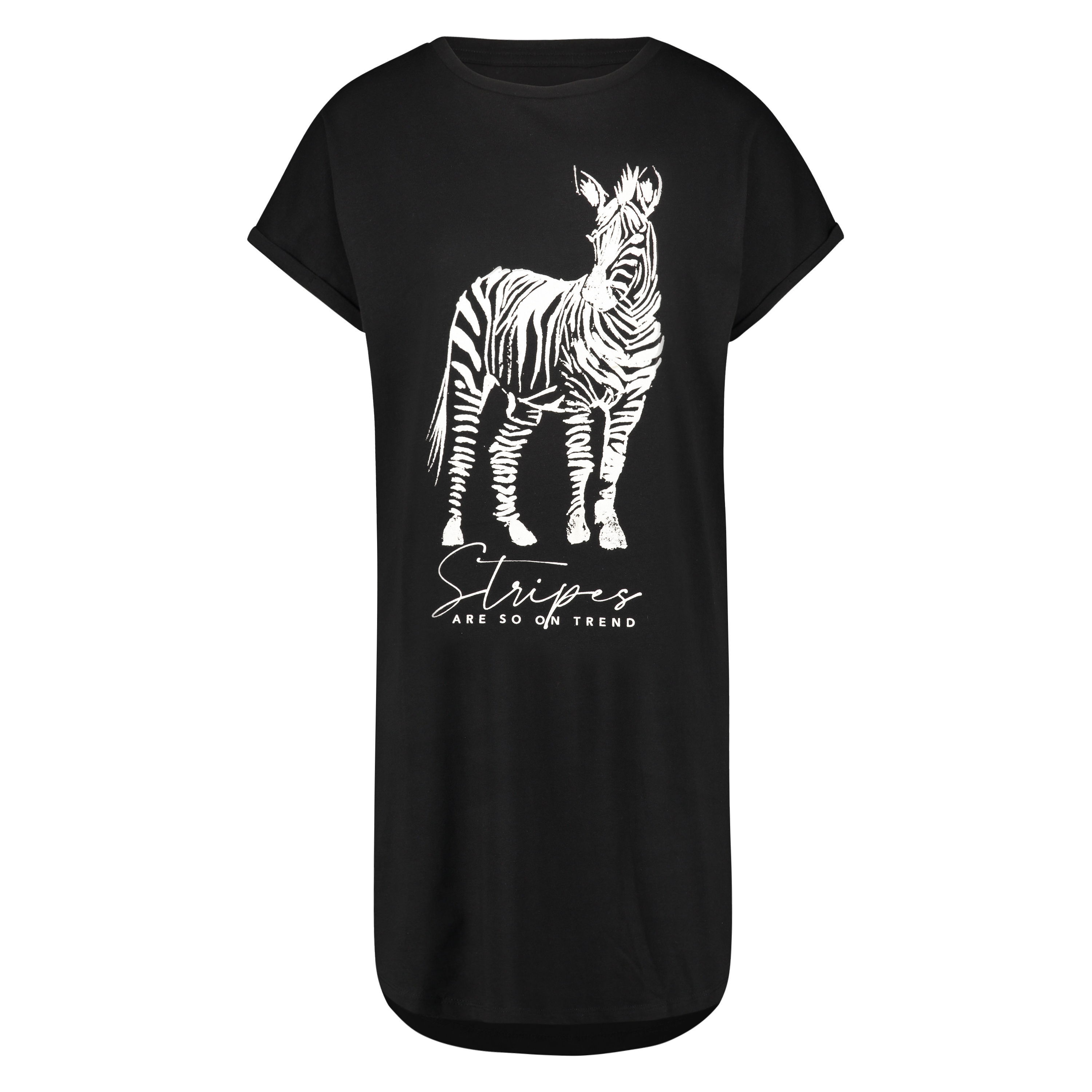 Nattskjorta med rund hals, Svart, main