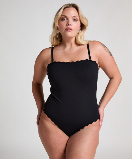 Baddräkt Bandeau Scallop, Svart