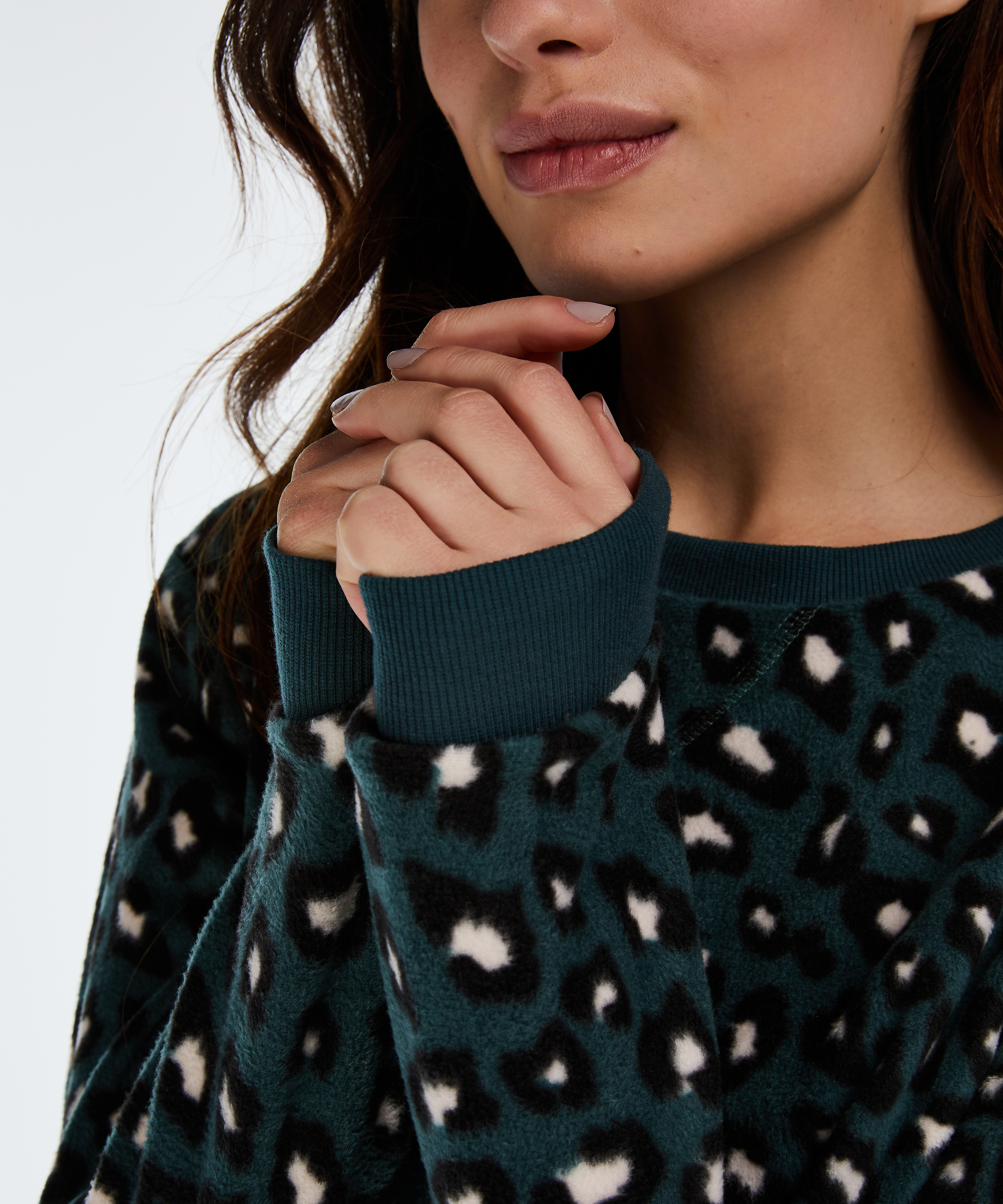 L&aring;ng&auml;rmad fleecetopp, Gr&ouml;n, main