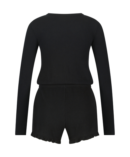 Borstad kort pyjamas, Svart