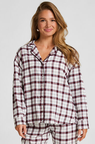 Hunkemöller Långärmad pyjamastopp Twill Vit