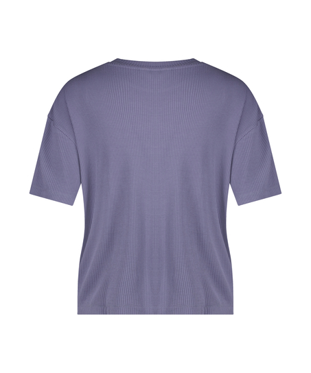 Ribbad kortärmad topp, Lila