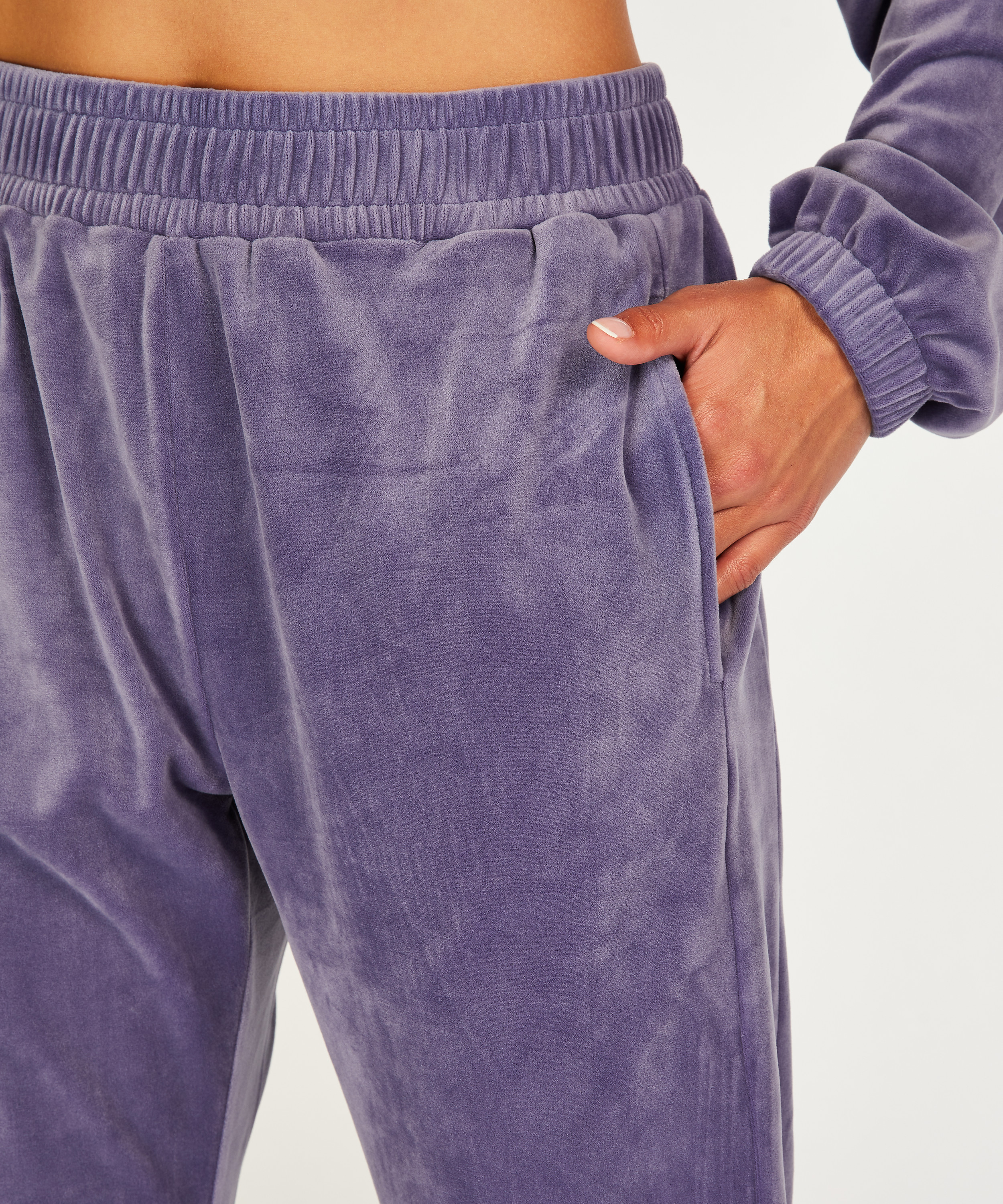 Joggingbyxor i velour, Lila, main