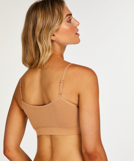 ﻿Bralette med remmar, Beige