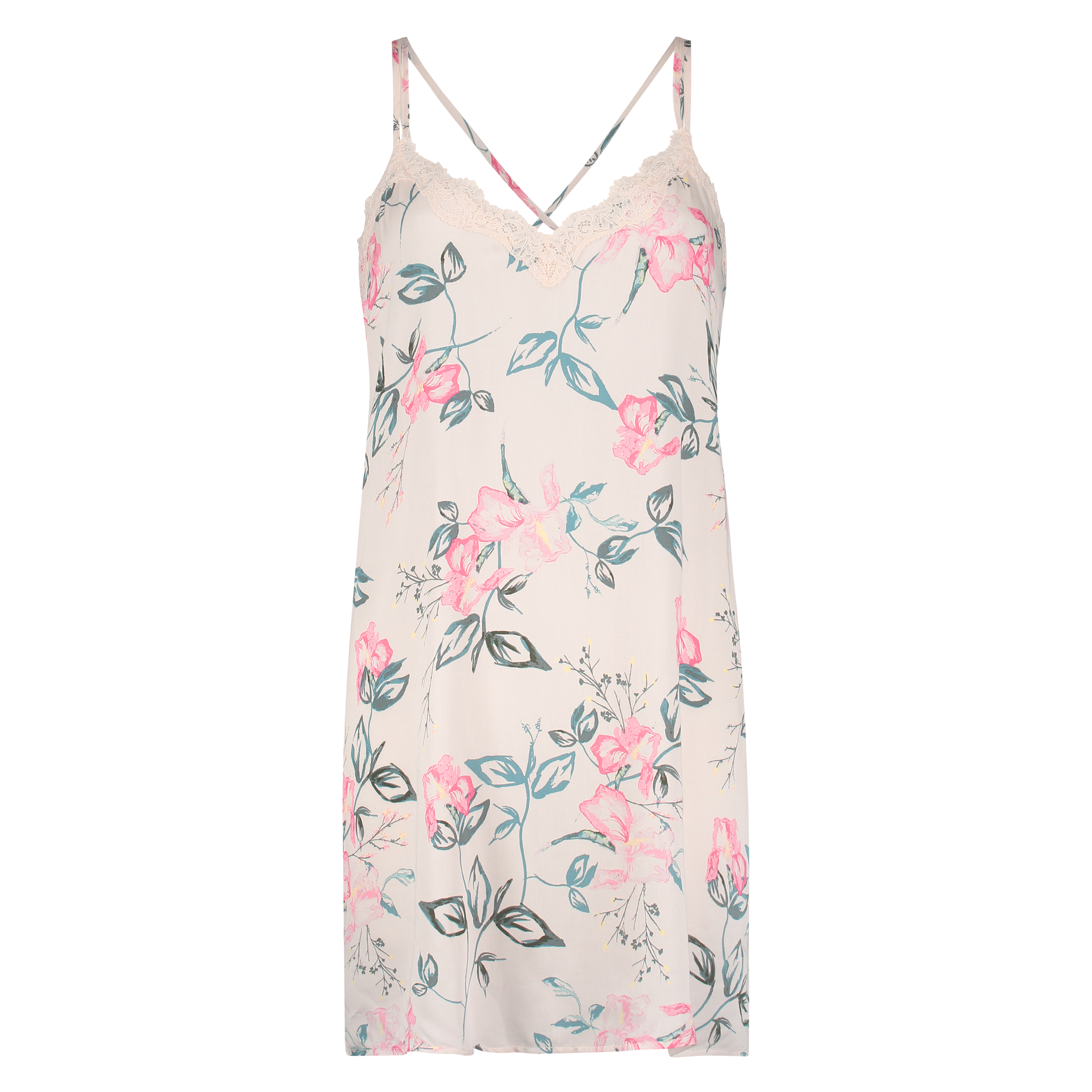 Underklänning i vävt tyg, Beige, main