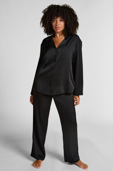 Hunkemöller Satinbyxor med smala ränder Svart