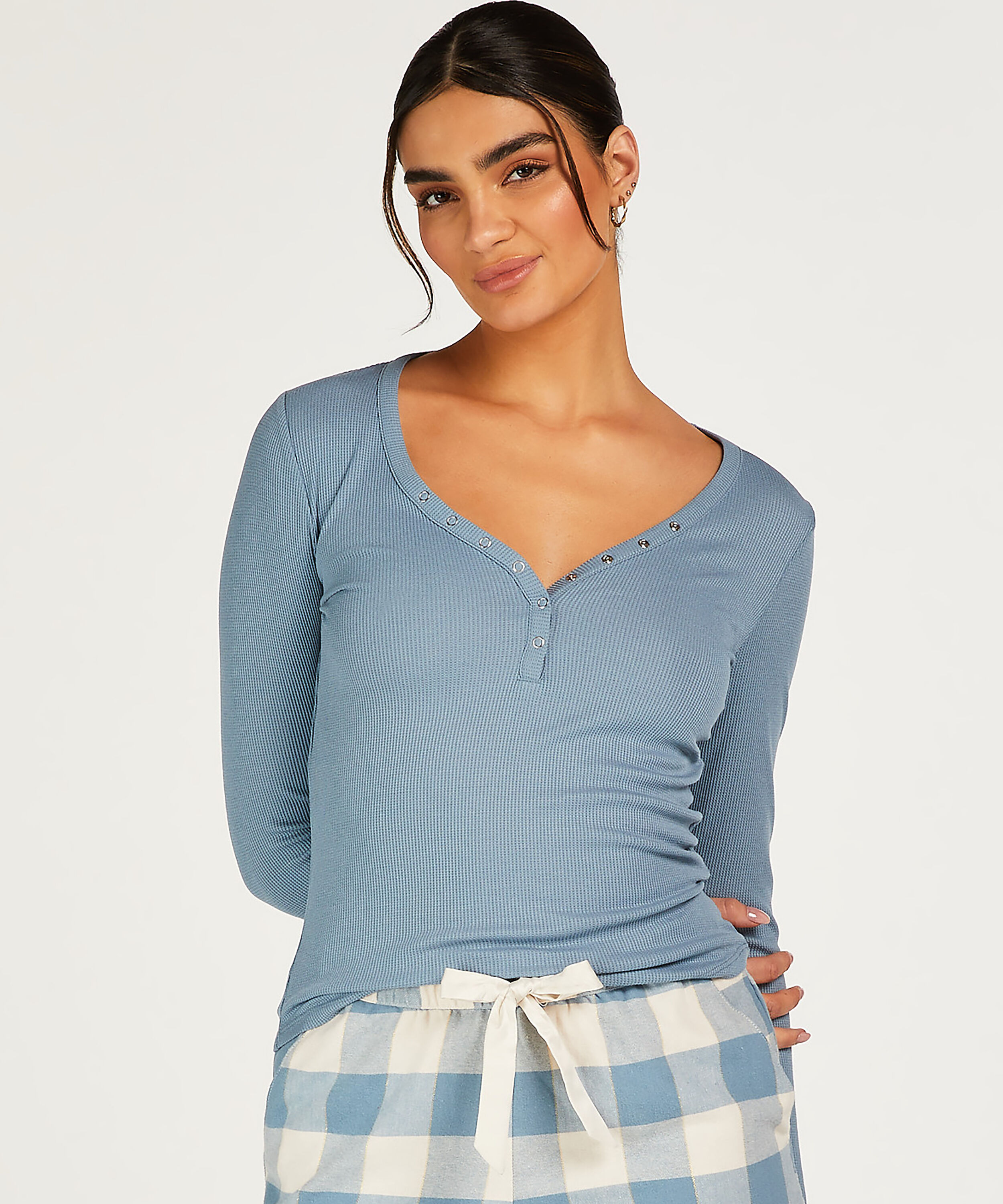 Pyjamastopp med långa ärmar, Blå