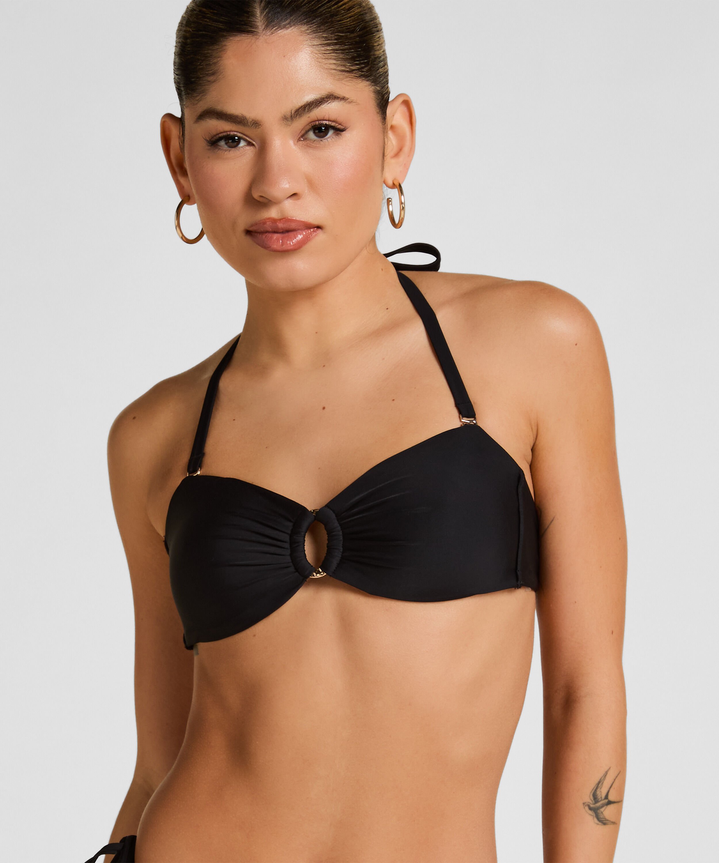 Lyxig Bandeau Bikini-Topp med Ring, Svart Lyxig Bandeau Bikini-Topp med Ring, Svart