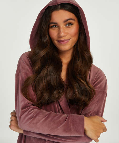 Kort badrock i velours, Lila