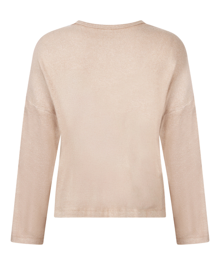 Långärmad pyjamastopp Jersey, Beige