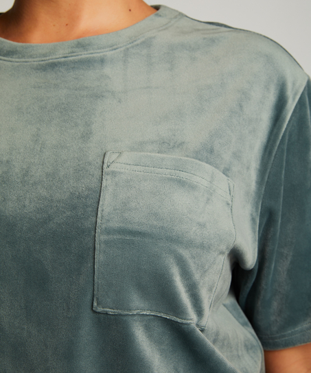 Top Velours Pocket, Gr&ouml;n