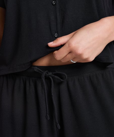 Essential-shorts i slätstickad jersey, Svart