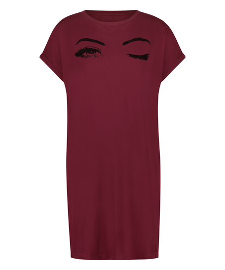 Nattskjorta med rund hals, R&ouml;d