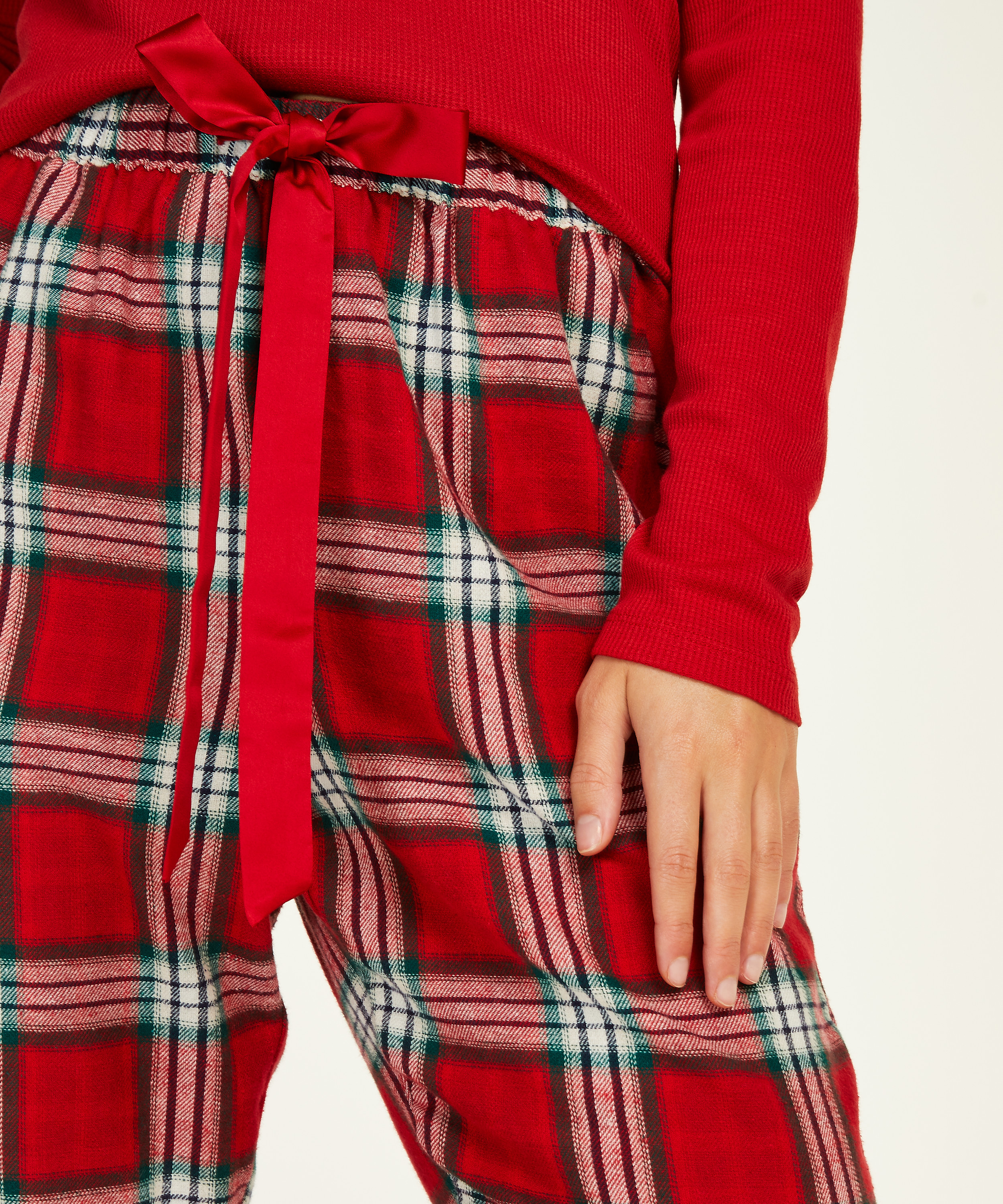 Petite Twill Check Pyjama pants, röd, main