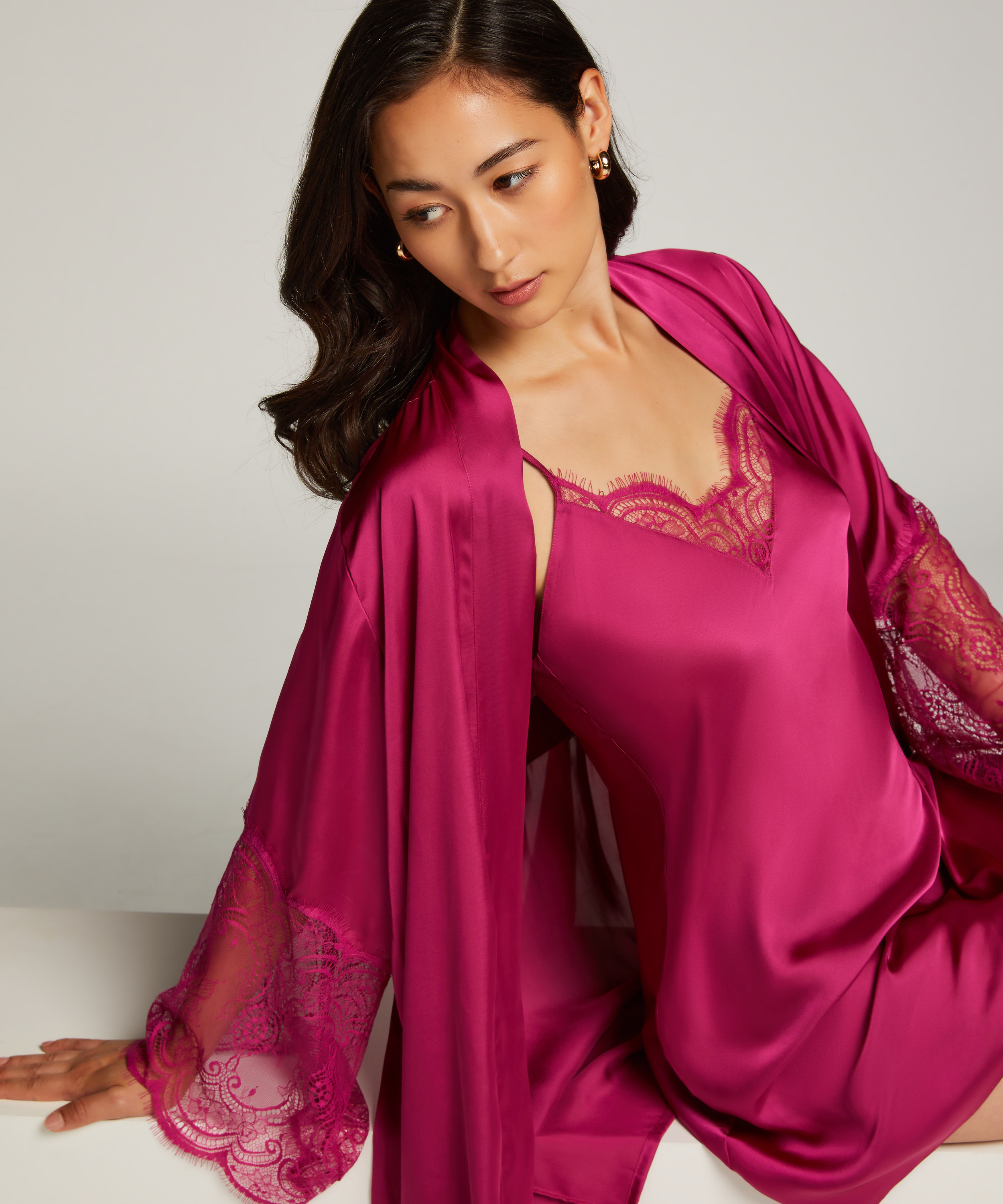 Underklänning i Satin, Rosa, main