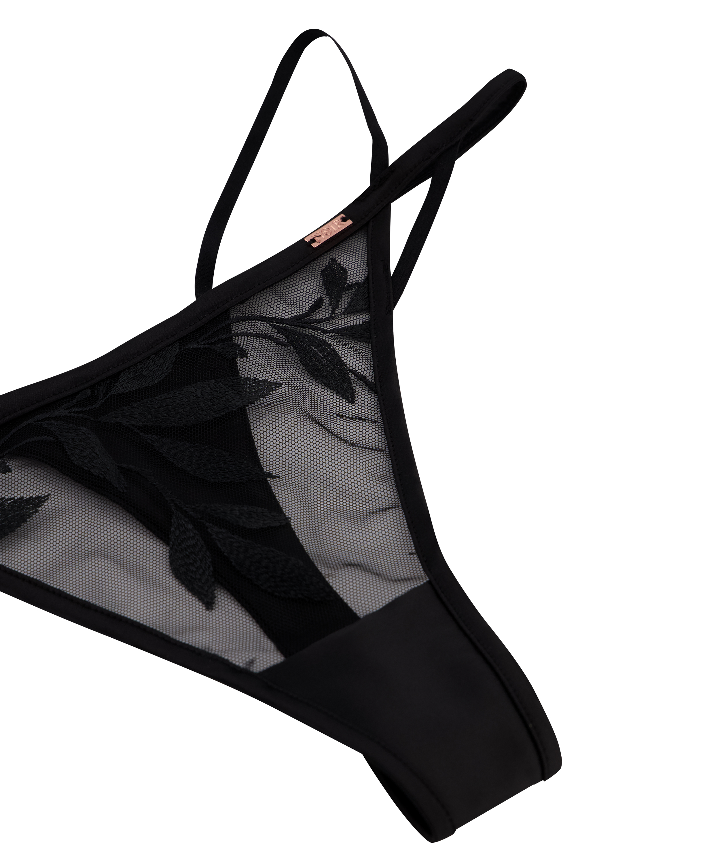 Domenica h&ouml;gt skuren stringtrosa, Svart, main