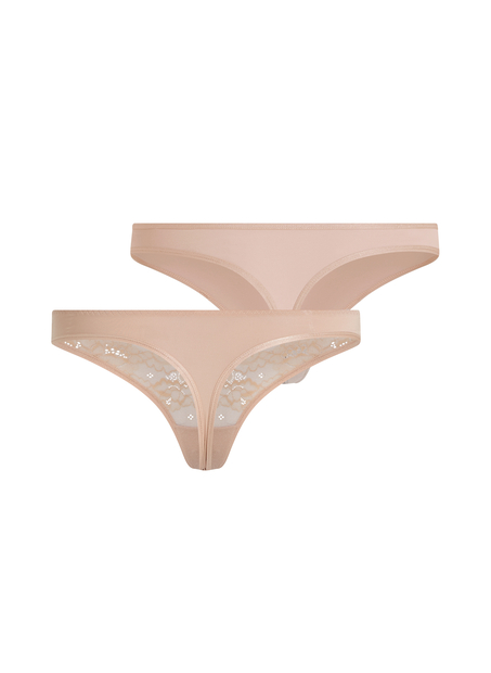 2-pack stringtrosor Angie, Beige