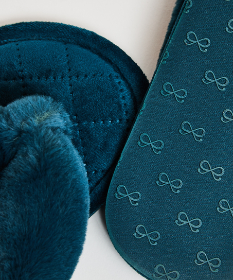 Fuskpälstofflor av Velour, Grön