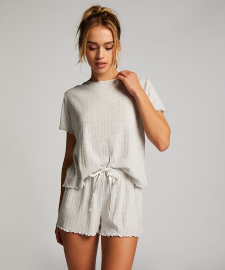 Pyjamasshorts Pointelle, Beige