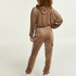 Jumpsuit-hoodie i velour, Brun