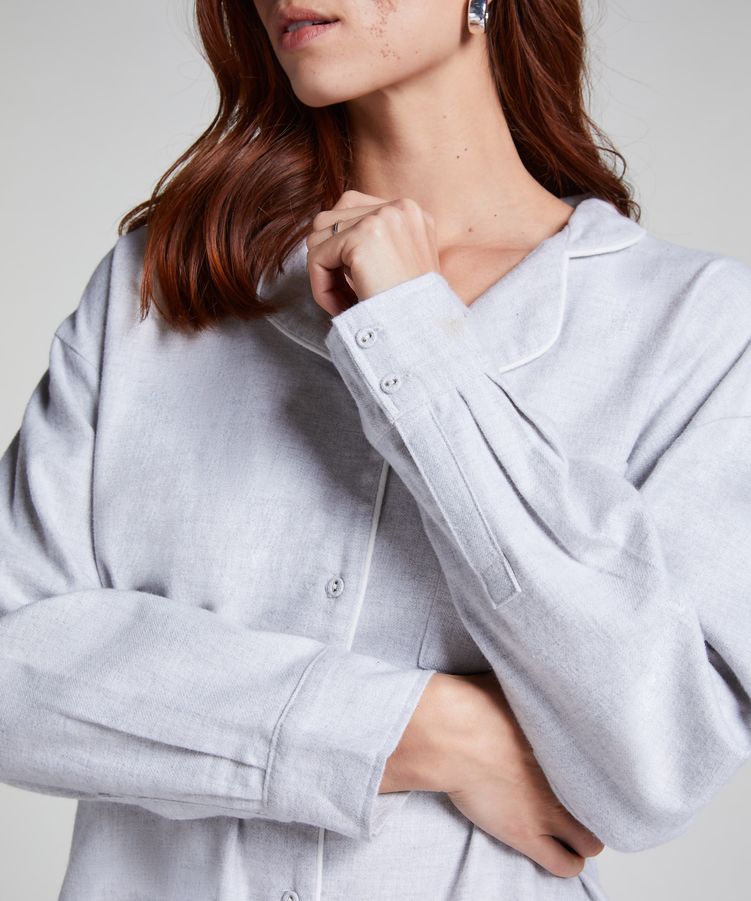 Nattlinne Flanel, Grå, main