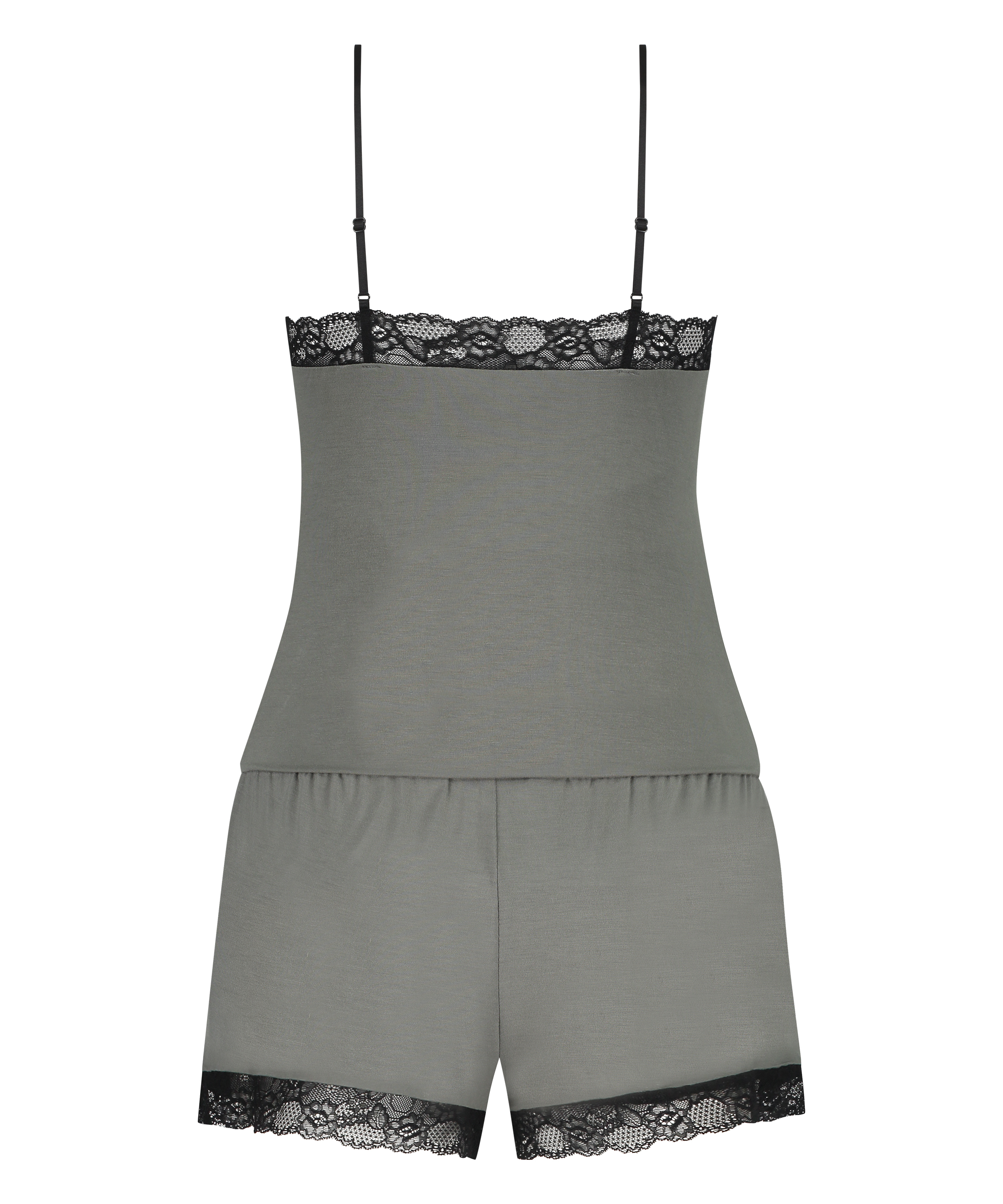 Kort pyjamasset med linne, Gr&ouml;n, main