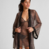 Kimono i leopard-mesh, Svart