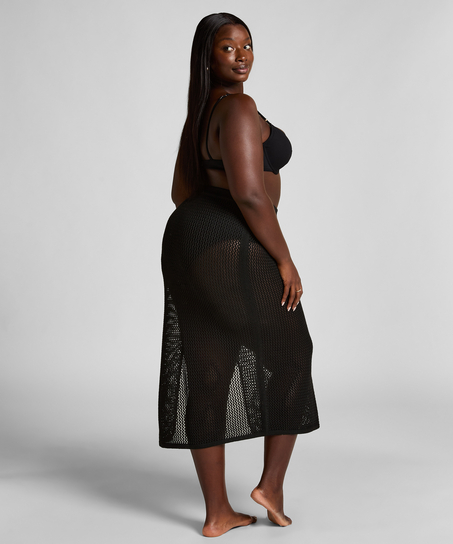 Virkad midikjol, Svart